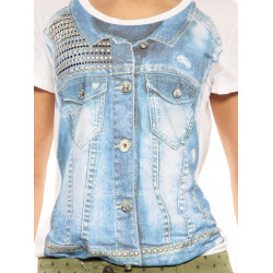 T-Shirt Twin Set blue-white