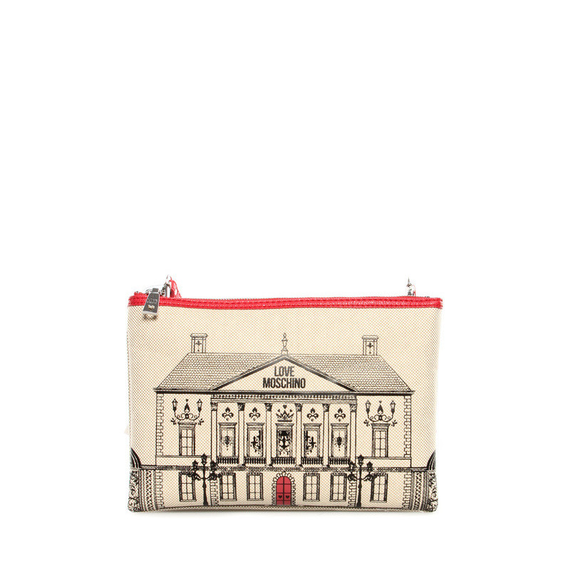 Clutch Moschino Love beige-red