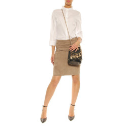 Leather skirt ”Constellation” Oakwood beige