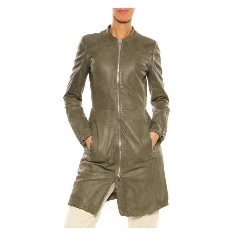 Leather coat ”Pure” Oakwood kakhi